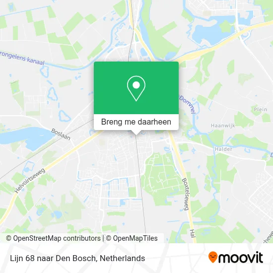 Lijn 68 naar Den Bosch kaart