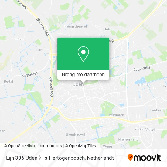Lijn 306 Uden 》's-Hertogenbosch kaart
