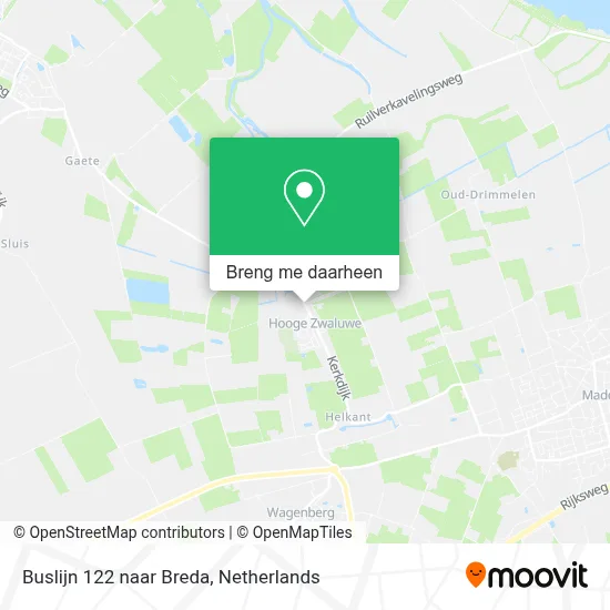 Buslijn 122 naar Breda kaart