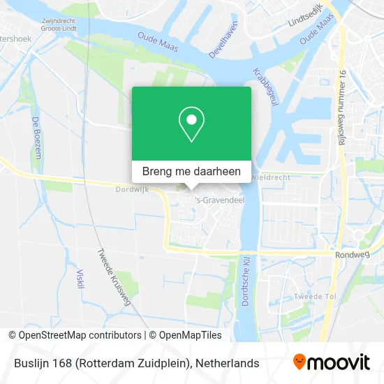 Buslijn 168 (Rotterdam Zuidplein) kaart