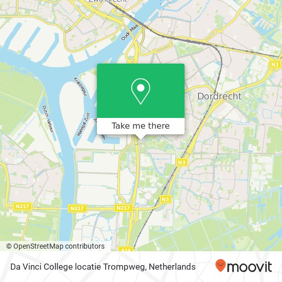 Da Vinci College locatie Trompweg kaart