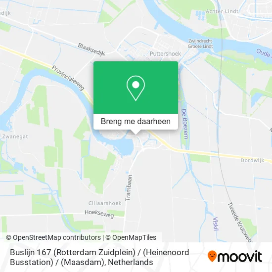 Buslijn 167 (Rotterdam Zuidplein) / (Heinenoord Busstation) / (Maasdam) kaart