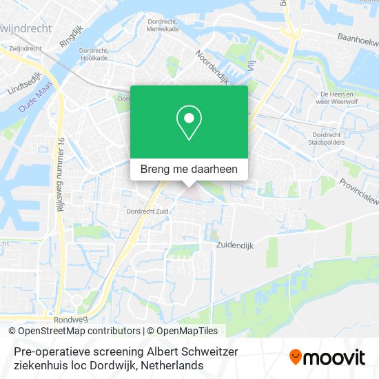 Pre-operatieve screening Albert Schweitzer ziekenhuis loc Dordwijk kaart