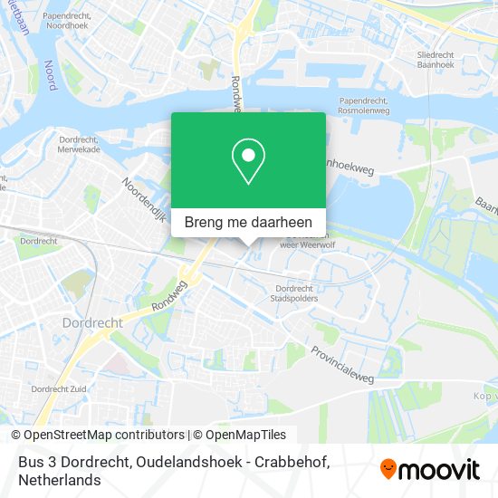 Bus 3 Dordrecht, Oudelandshoek - Crabbehof kaart