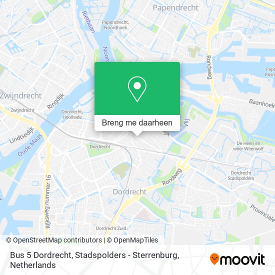 Bus 5 Dordrecht, Stadspolders - Sterrenburg kaart