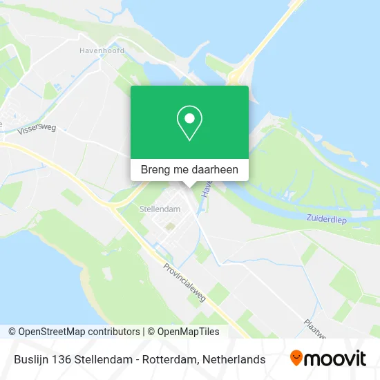 Buslijn 136 Stellendam - Rotterdam kaart