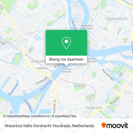 Waterbus halte Dordrecht Hooikade kaart