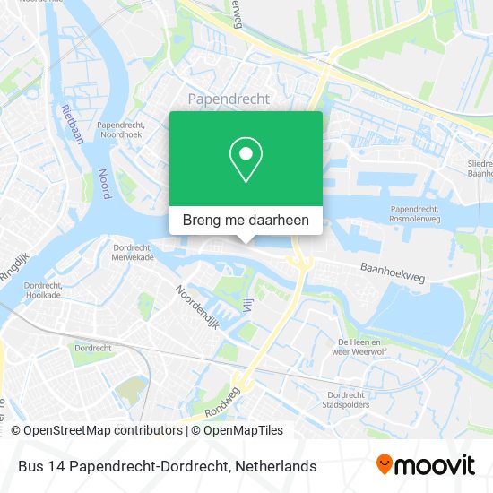 Bus 14 Papendrecht-Dordrecht kaart