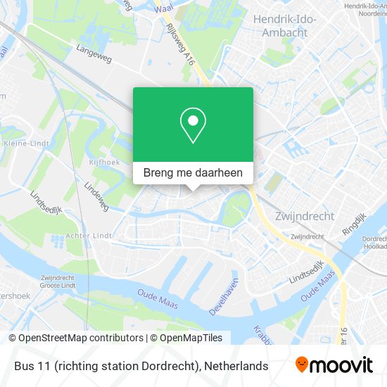 Bus 11 (richting station Dordrecht) kaart