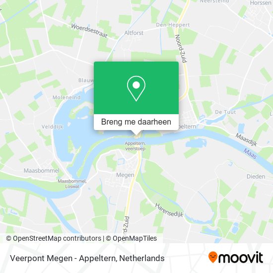 Veerpont Megen - Appeltern kaart
