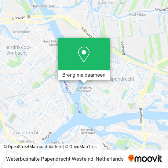Waterbushalte Papendrecht Westeind kaart