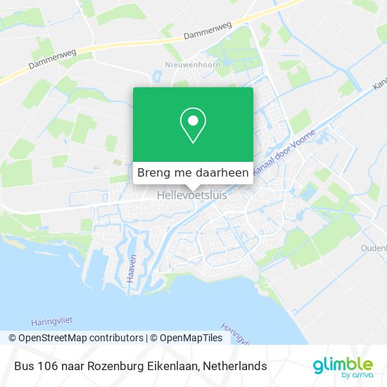 Bus 106 naar Rozenburg Eikenlaan kaart