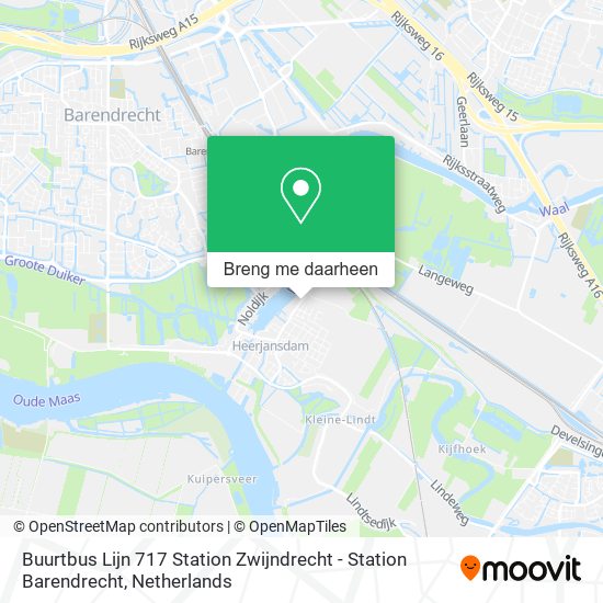 Buurtbus Lijn 717 Station Zwijndrecht - Station Barendrecht kaart