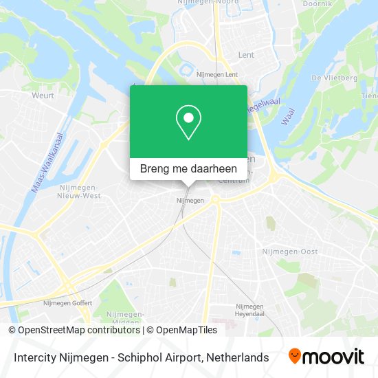 Intercity Nijmegen - Schiphol Airport kaart