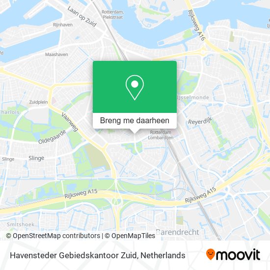 Havensteder Gebiedskantoor Zuid kaart