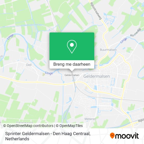 Sprinter Geldermalsen - Den Haag Centraal kaart
