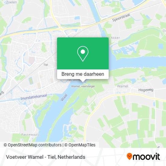 Voetveer Wamel - Tiel kaart