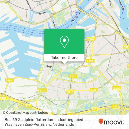 Bus 69 Zuidplein-Rotterdam Industriegebied Waalhaven Zuid-Pernis v.v. kaart
