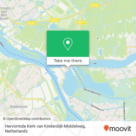 Hervormde Kerk van Kinderdijk-Middelweg kaart