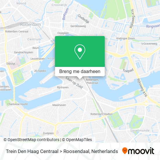 Trein Den Haag Centraal > Roosendaal kaart