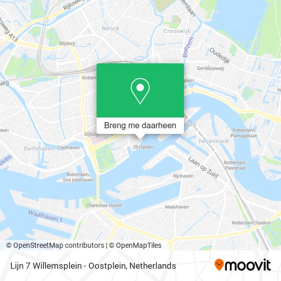 Lijn 7 Willemsplein - Oostplein kaart