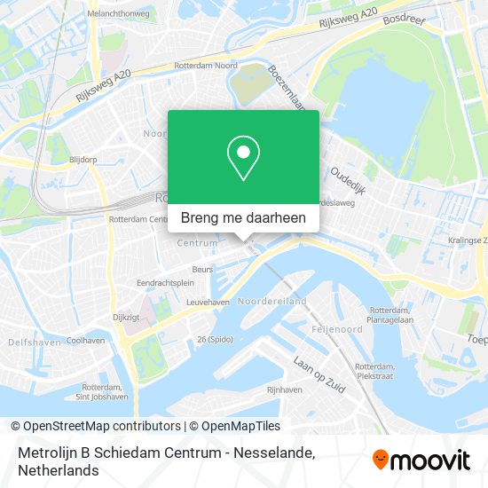 Metrolijn B Schiedam Centrum - Nesselande kaart