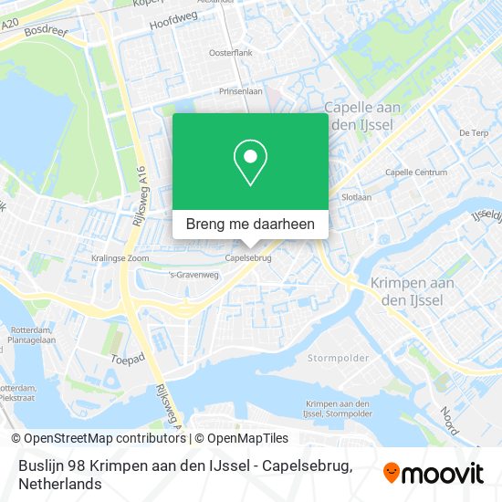 Buslijn 98 Krimpen aan den IJssel - Capelsebrug kaart