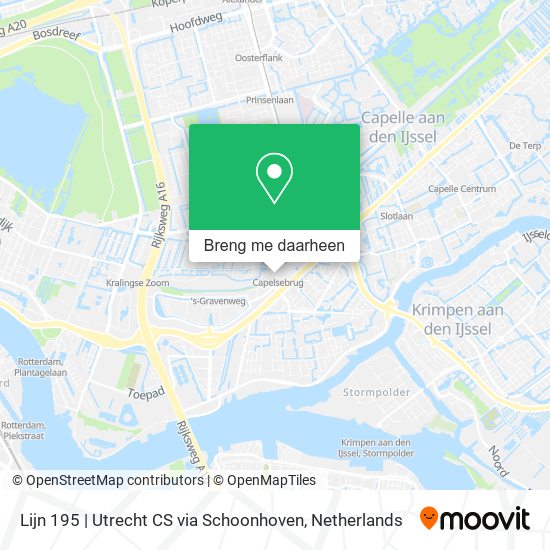 Lijn 195 | Utrecht CS via Schoonhoven kaart
