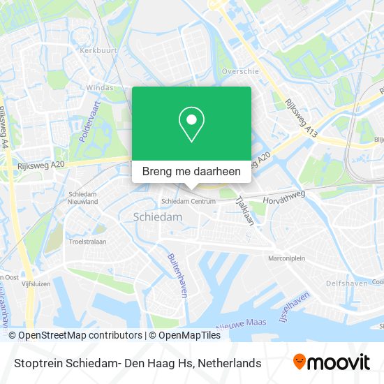 Stoptrein Schiedam- Den Haag Hs kaart