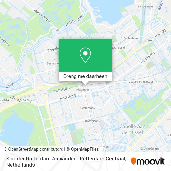 Sprinter Rotterdam Alexander - Rotterdam Centraal kaart