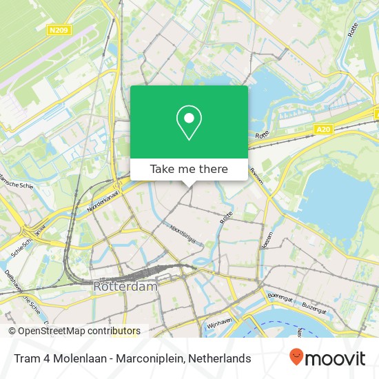 Tram 4 Molenlaan - Marconiplein kaart