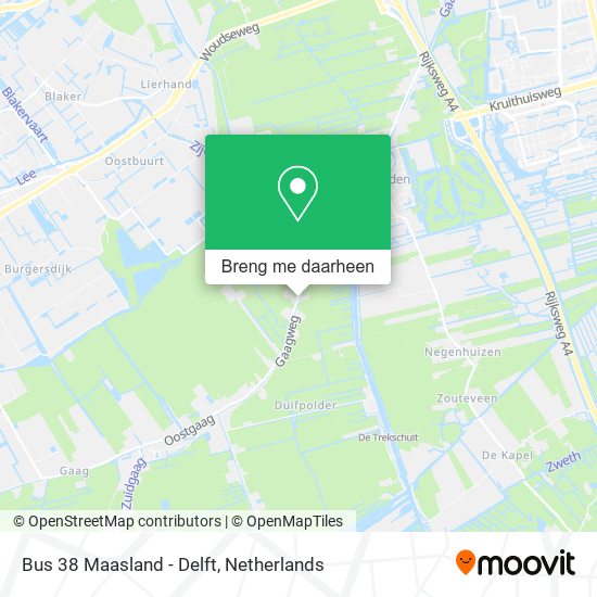 Bus 38 Maasland - Delft kaart