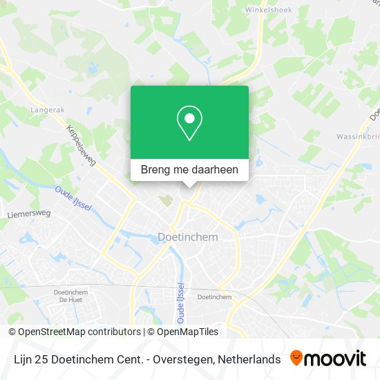 Lijn 25 Doetinchem Cent. - Overstegen kaart