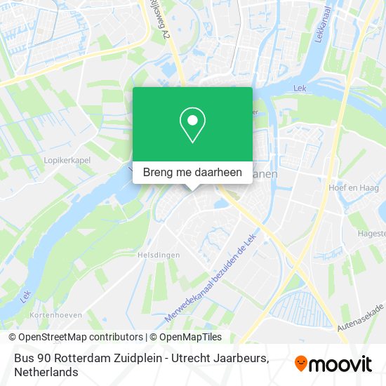 Bus 90 Rotterdam Zuidplein - Utrecht Jaarbeurs kaart