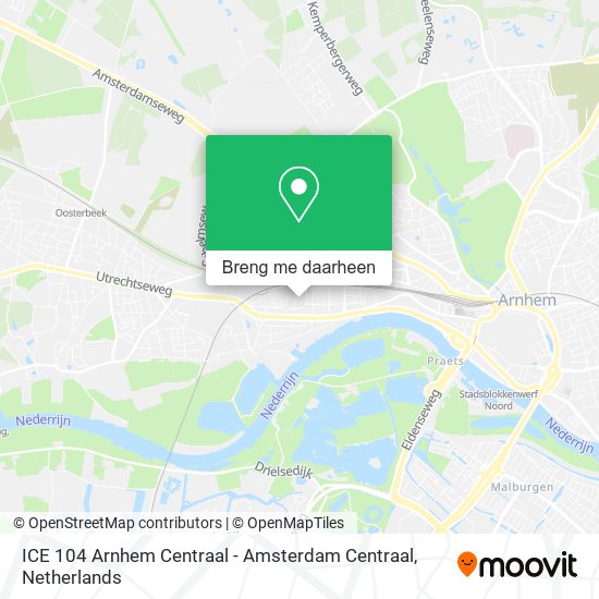 ICE 104 Arnhem Centraal - Amsterdam Centraal kaart