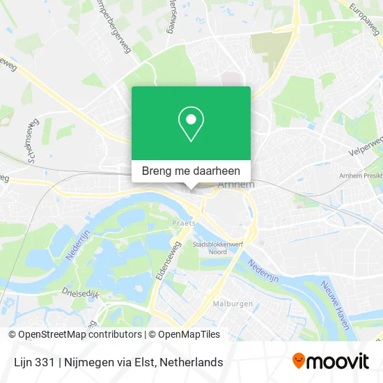 Lijn 331 | Nijmegen via Elst kaart