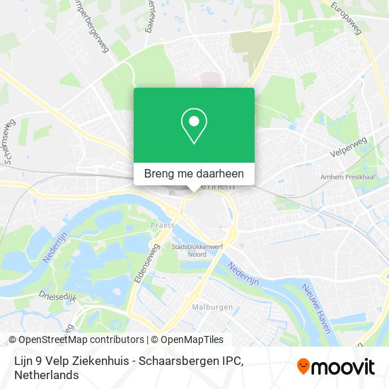 Lijn 9 Velp Ziekenhuis - Schaarsbergen IPC kaart