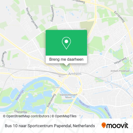 Bus 10 naar Sportcentrum Papendal kaart