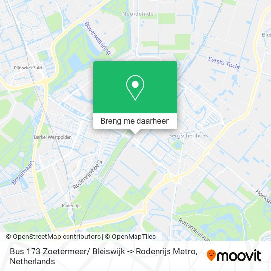 Bus 173 Zoetermeer/ Bleiswijk -> Rodenrijs Metro kaart