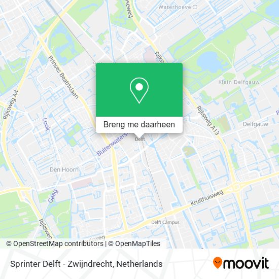 Sprinter Delft - Zwijndrecht kaart
