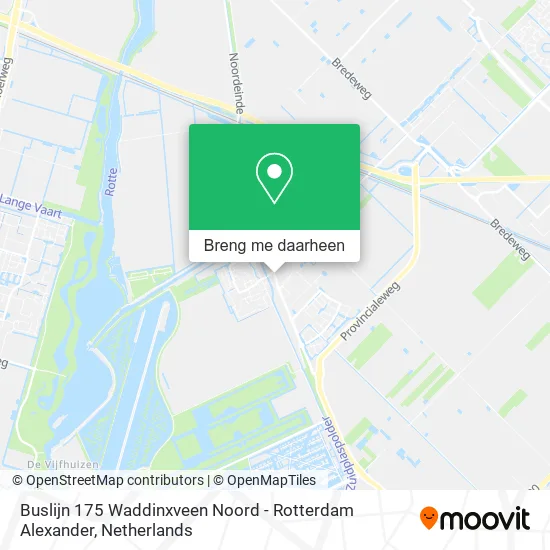 Buslijn 175 Waddinxveen Noord - Rotterdam Alexander kaart