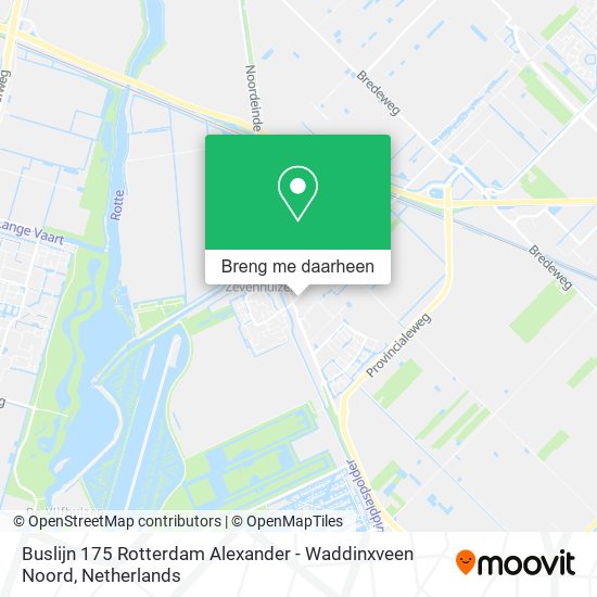 Buslijn 175 Rotterdam Alexander - Waddinxveen Noord kaart