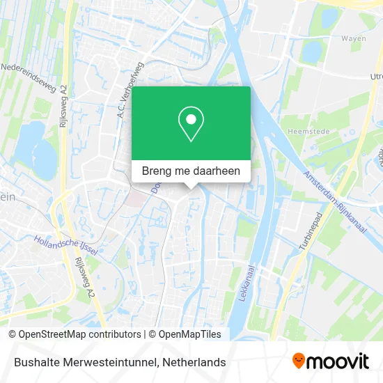 Bushalte Merwesteintunnel kaart