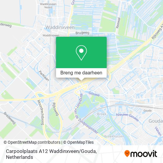 Carpoolplaats A12 Waddinxveen / Gouda kaart