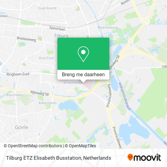 Tilburg ETZ Elisabeth Busstation kaart