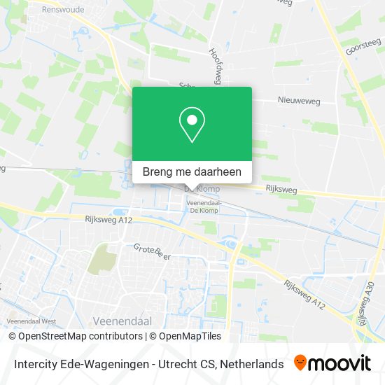 Intercity Ede-Wageningen - Utrecht CS kaart