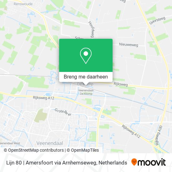 Lijn 80 | Amersfoort via Arnhemseweg kaart