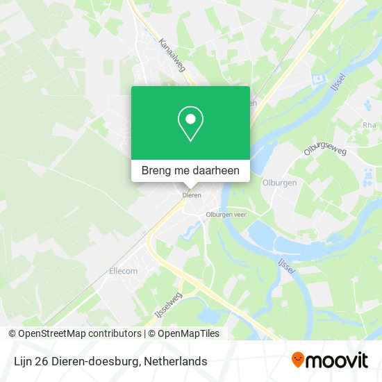 Lijn 26 Dieren-doesburg kaart