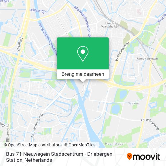Bus 71 Nieuwegein Stadscentrum - Driebergen Station kaart