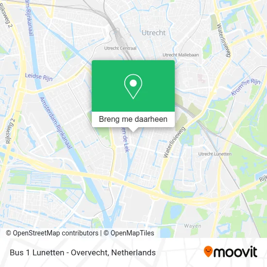 Bus 1 Lunetten - Overvecht kaart